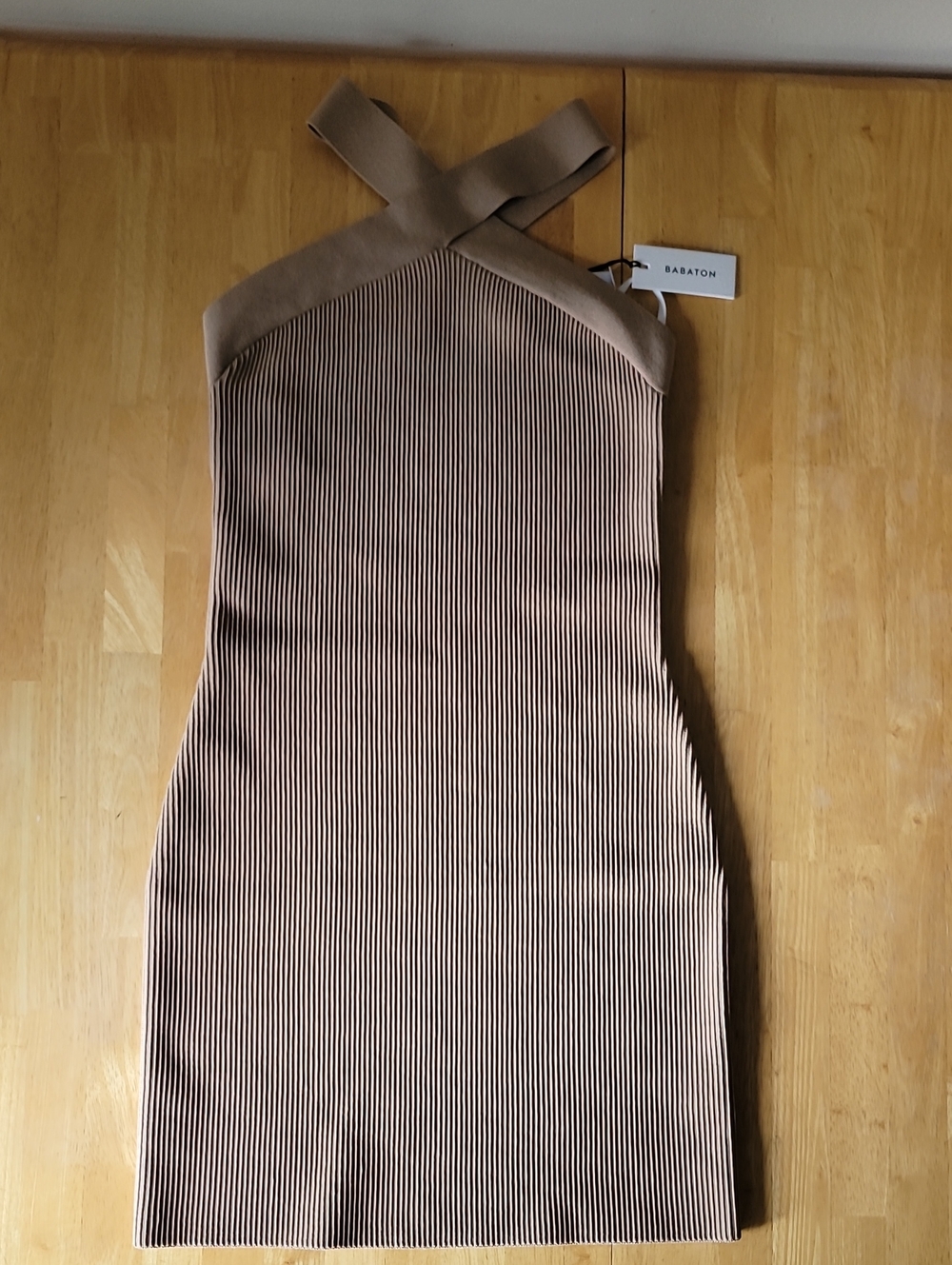 ARITZIA Babaton Sculpt Knit Criss Cross Ribbed Halter Sheath Dress - Picture 4 of 14